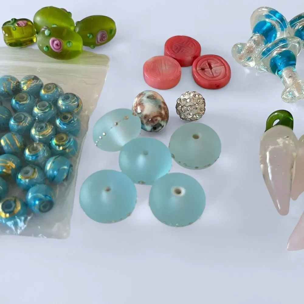 Glass Beads + Charms Jewelry Making Supplies Lot